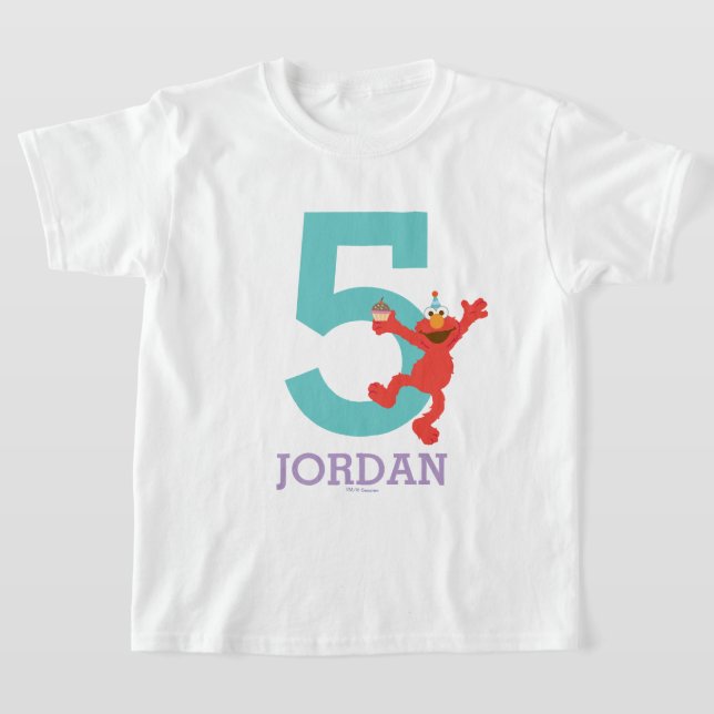 Camiseta Rua Sésamo | Aniversário de Elmo - Confetti 5 (Postura )