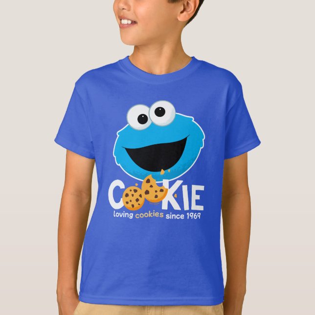 Camiseta Rua Sésamo | Cookie Monster Loving Cookies (Frente)