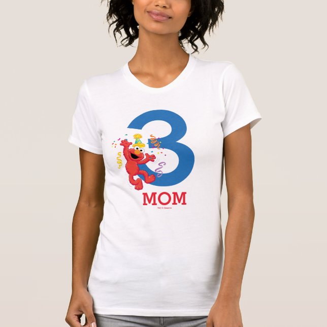 Camiseta Rua Sésamo | Elmo - Rainbow Birthday Mãe (Frente)