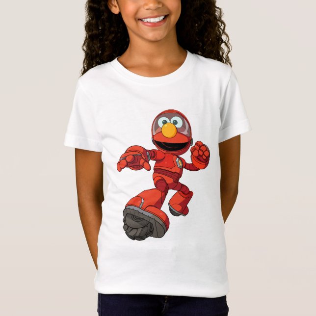 Camiseta Rua Sésamo | Mecha Construtor Elmo Em Ação (Frente)