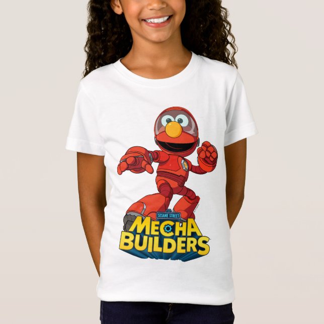 Camiseta Rua Sésamo | Mecha Construtor Elmo Em Ação (Frente)