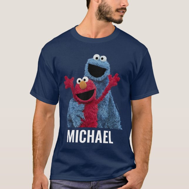 Camiseta Rua Sésamo | Monstro Elmo & Cookie (Frente)