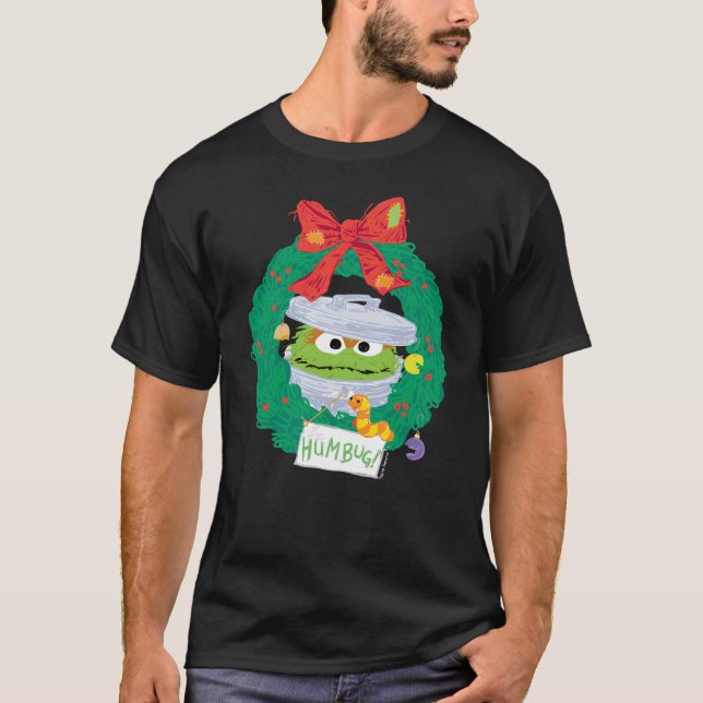 Camiseta Rua Sésamo | Oscar the Grouch Wreath (Frente)