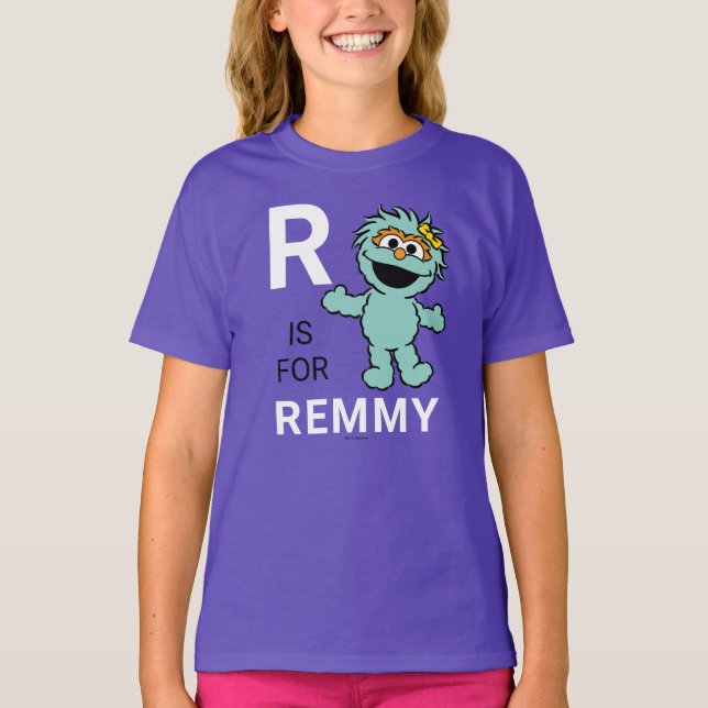 Camiseta Rua Sésamo | R é para Rosita | Adicione seu nome (Frente)