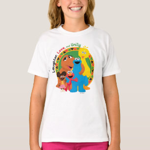 Camiseta Rua Sésamo Risos, amor e unidade