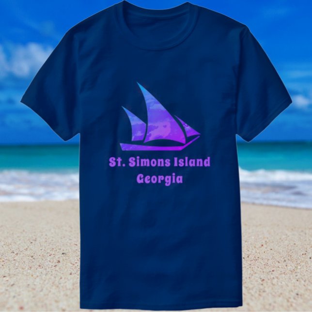 Camiseta Rua: Simons Island GA Sailboat (Criador carregado)