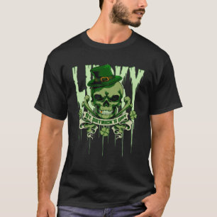 Camiseta Rua Sortuda, o Skull Irlandês do Dia de Patrick, 