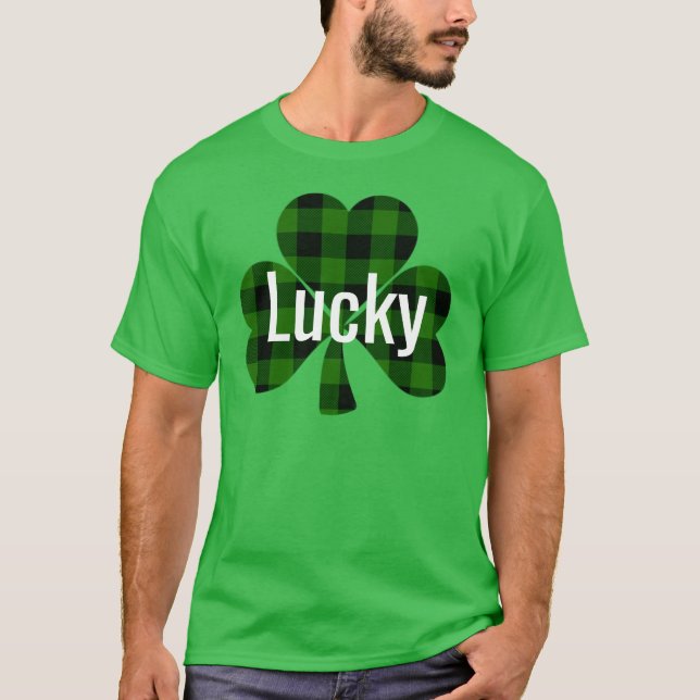 Camiseta Rua Sortuda, Shamrocks da Patty | xadrez verde (Frente)