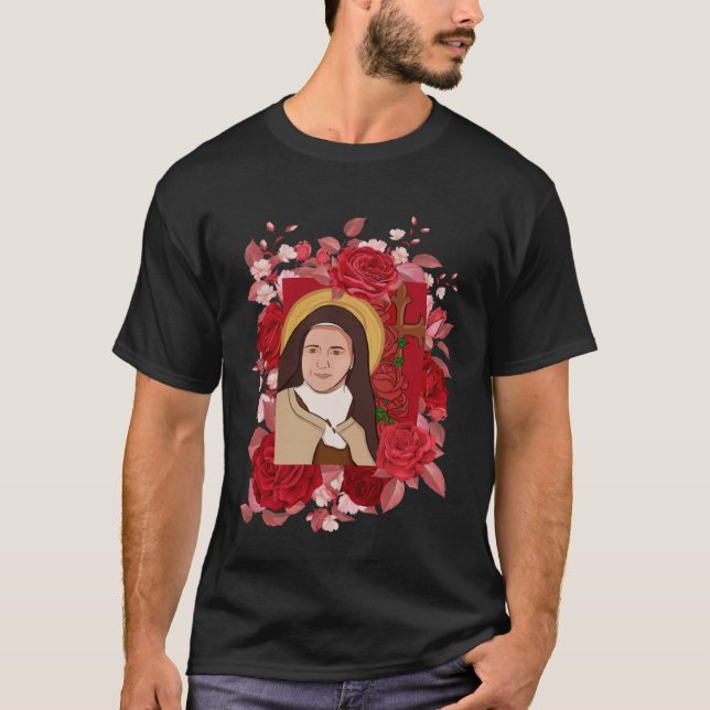 Camiseta Rua Terese de Lisieux Crianças Pequenas Rosas Flor (Frente)