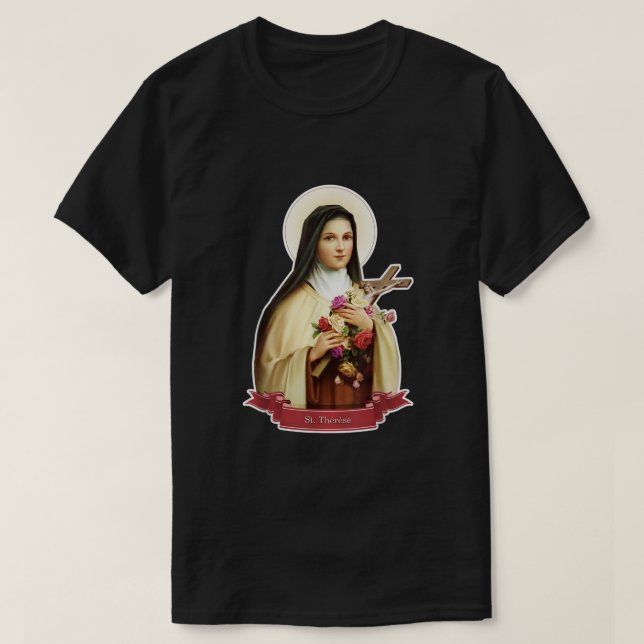 Camiseta Rua Terese de Lisieux Crianças Pequenas Rosas Flor (Frente do Design)