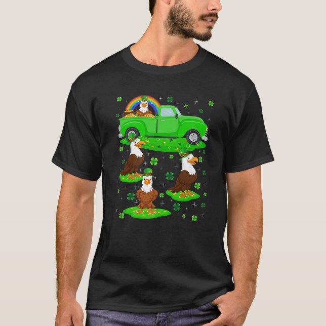 Camiseta Rua Verde De Pássaros De Carro Leprechaun Hat Bald (Frente)