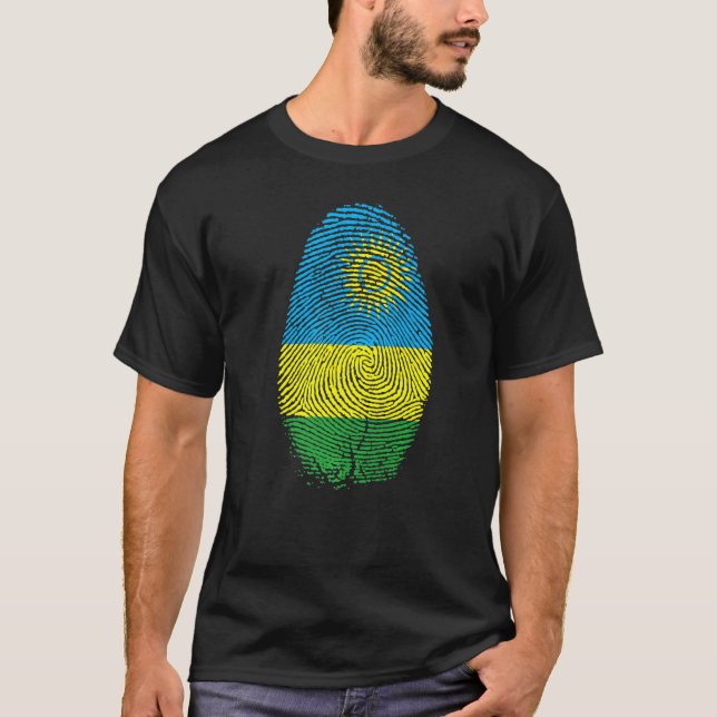 Camiseta Ruanda Flag Fingerprint Está No Meu Dna Para Ruand (Frente)