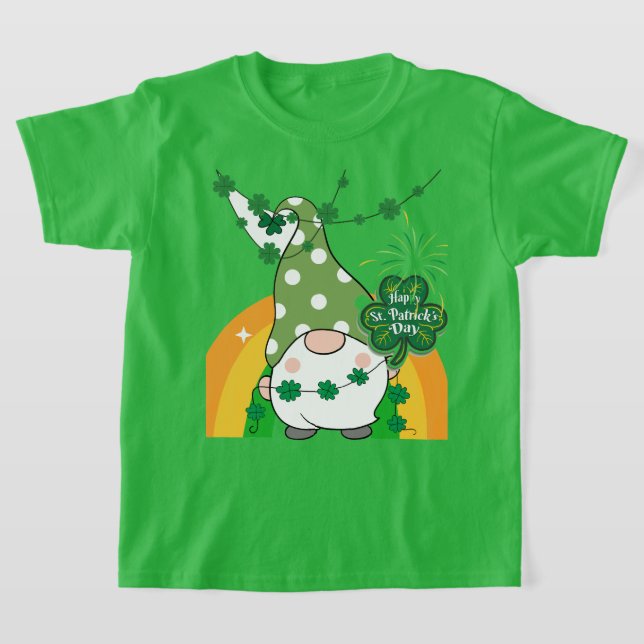 Camiseta Ruas bonitas. Gnomo do Dia de Patrick com Camarões (Postura )