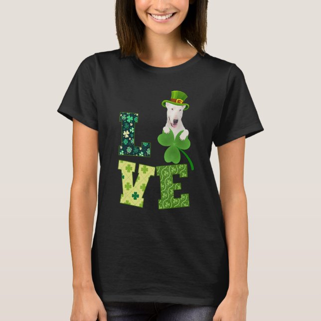 Camiseta Ruas De Shamrock Do Bull Terrier Dog. Dia Dos Patr (Frente)