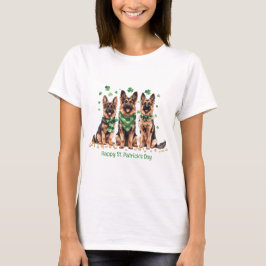 Camiseta Ruas felizes, cães German shepherd do dia de Patri