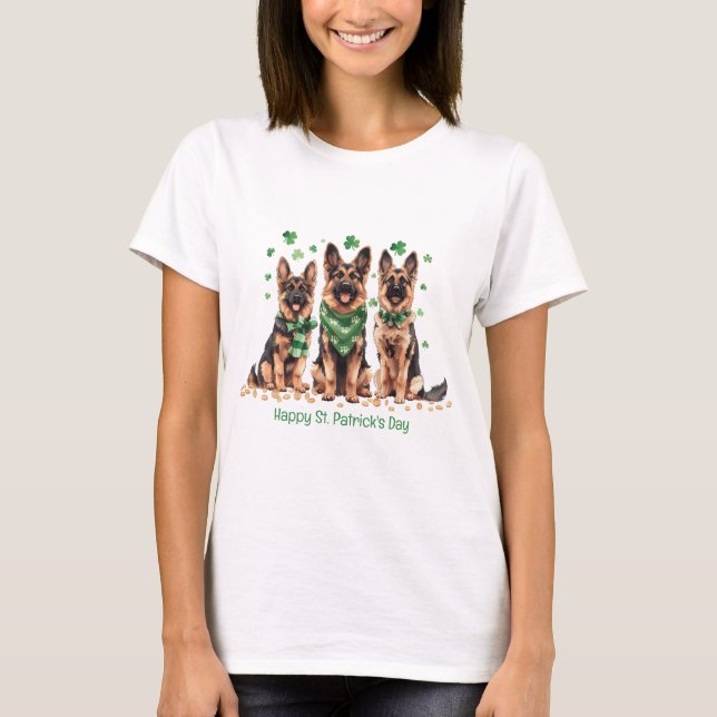Camiseta Ruas felizes, cães German shepherd do dia de Patri (Frente)