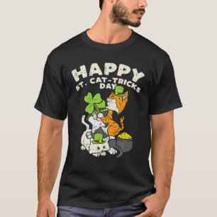 Camiseta Ruas Felizes Gatos Dia-Truque Gatos Santo Paddys R