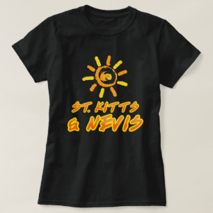 Camiseta Ruas. Kitts & Nevis amarelo brilhante e laranja