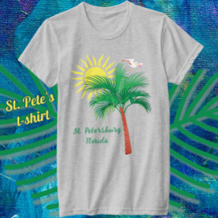 Camiseta Ruas: Petersburg Flórida Palm Tree e Seagull T-Shi