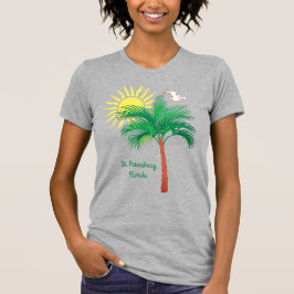 Camiseta Ruas: Petersburg Flórida Palm Tree e Seagull T-Shi