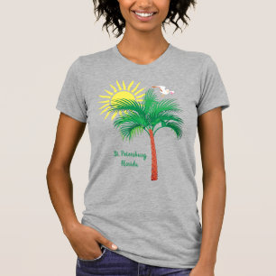 Camiseta Ruas: Petersburg Flórida Palm Tree e Seagull T-Shi