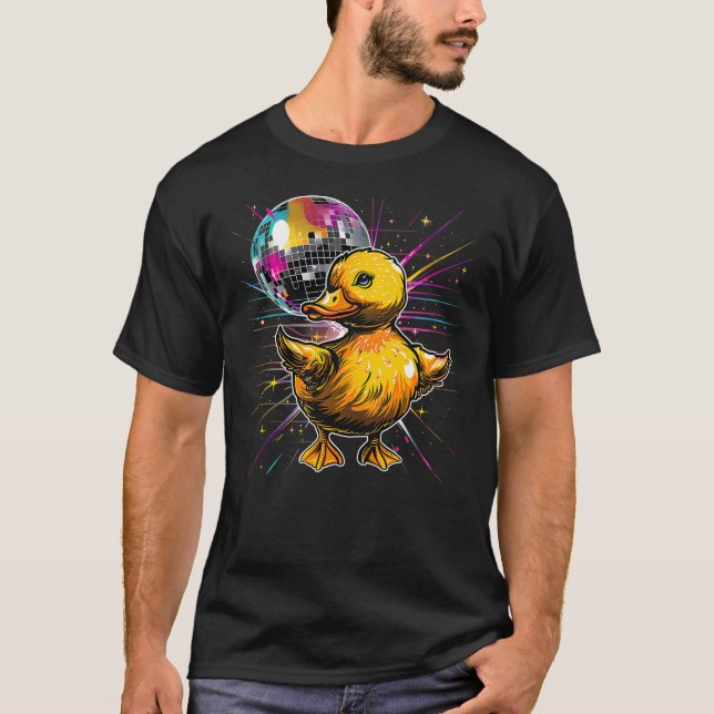 Camiseta Rubber Duck Disco Dancing Disco Ball Music Rubber  (Frente)