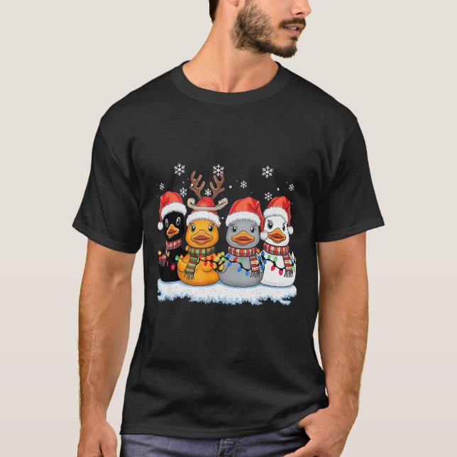 Camiseta Rubber Duck Squad Christmas Light Reindeer Crew Xm (Frente)