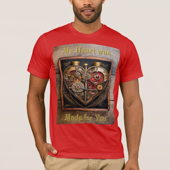 Camiseta Rubis e Engrenagens Steampunk Coração Sombrio  (Frente)