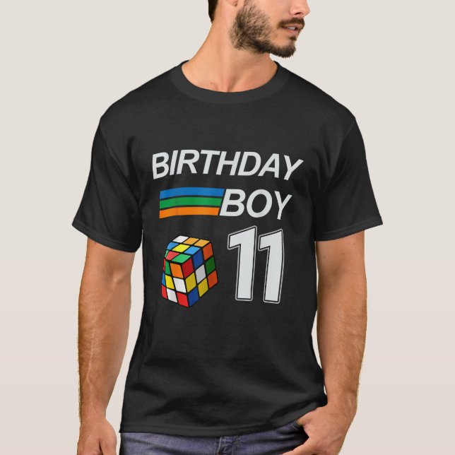 Camiseta Rubixk Cube Speed Cubing Birthday Boy 11 Anos (Frente)