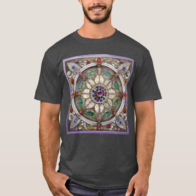 Camiseta Ruby, Ametist, Sapphire e Pearl Mandala (Frente)