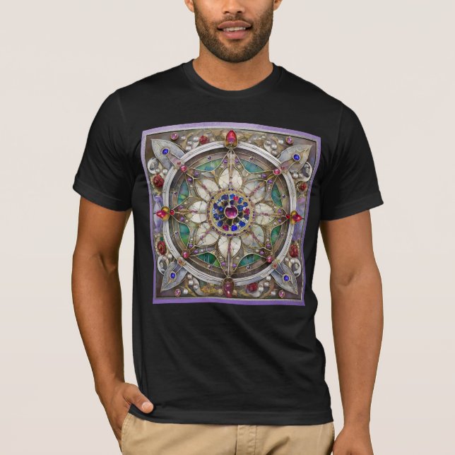 Camiseta Ruby, Ametist, Sapphire e Pearl Mandala (Frente)