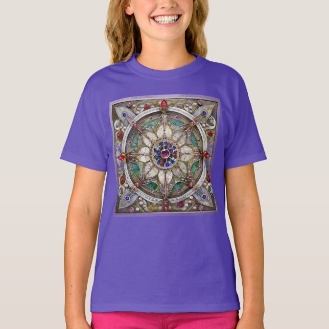 Camiseta Ruby, Ametist, Sapphire e Pearl Mandala (Frente)