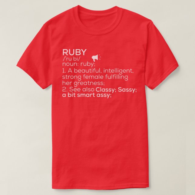 Camiseta Ruby Definition Ruby Nome feminino Ruby Me (Frente do Design)