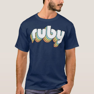 Camiseta Ruby Retro Rainbow Tipografia Estilo Desvanecido