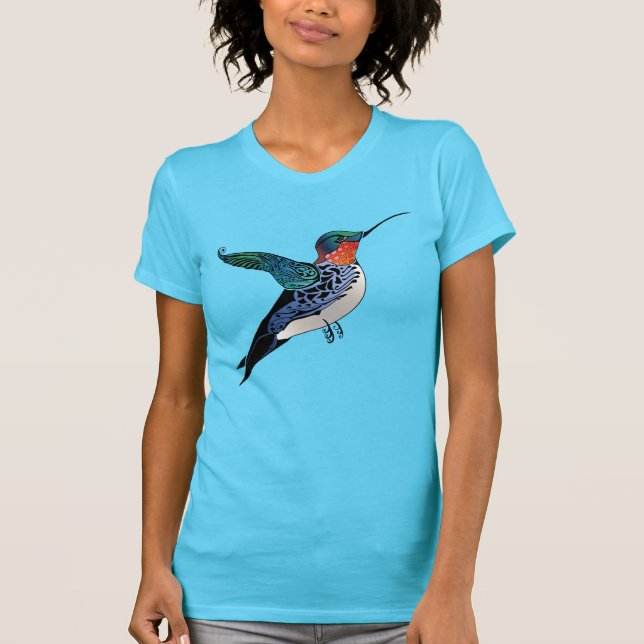 Camiseta Ruby Throed Hummingbird Tattoo Style Art (Frente)