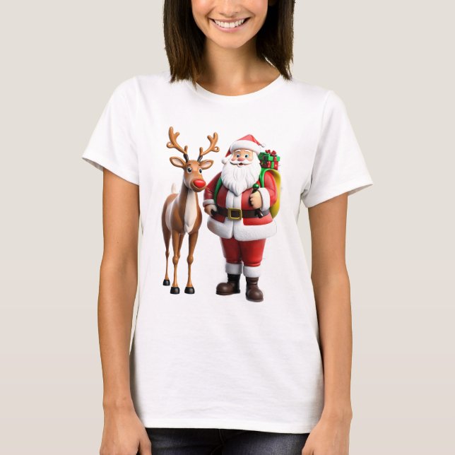 Camiseta Rudolf, a rena vermelha (Frente)