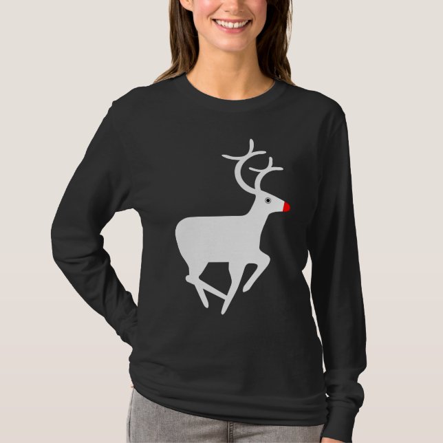 Camiseta Rudolf, Reindeer Vermelho Nosed (Frente)