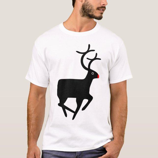 Camiseta Rudolf, Reindeer Vermelho Nosed (Frente)