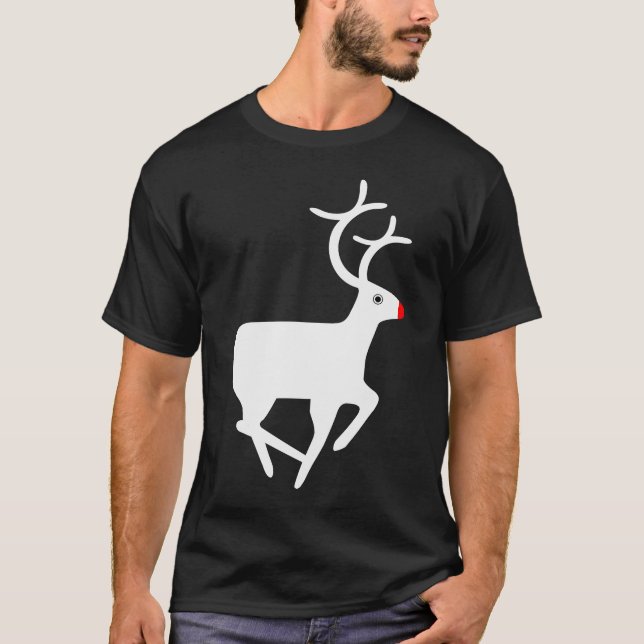 Camiseta Rudolf, Reindeer Vermelho Nosed (Frente)