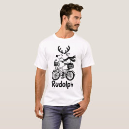 Camiseta Rudolph A Rena Cavalgando Uma Bicicleta