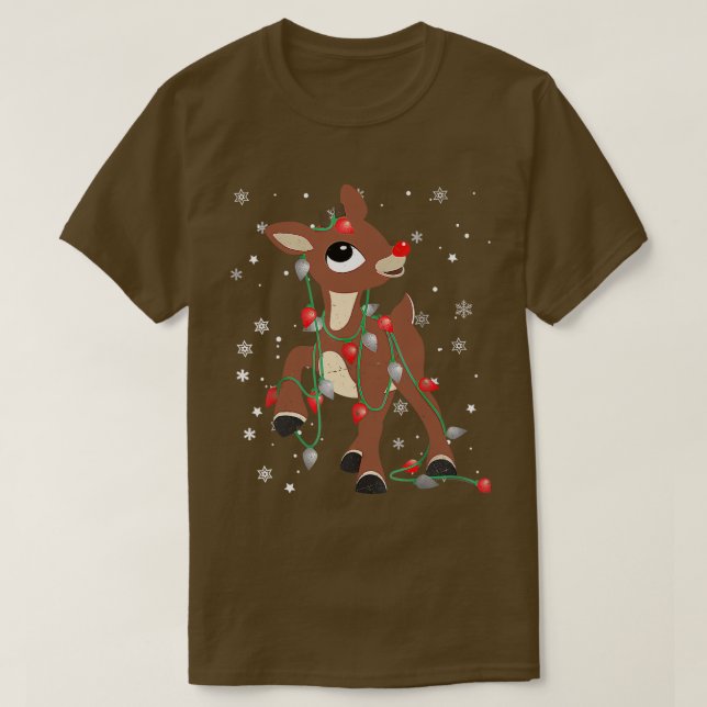 Camiseta Rudolph A Rena Vermelha Para Crianças E Christm (Frente do Design)