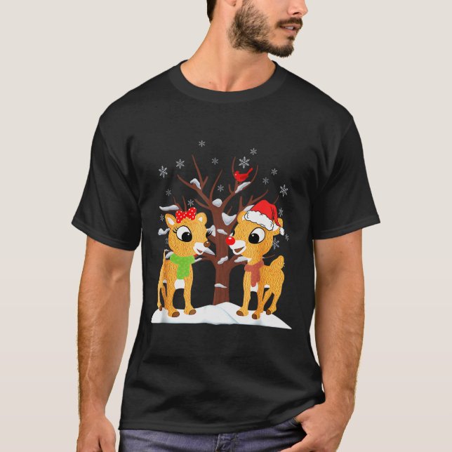 Camiseta Rudolph And Clarice Shirt Christmas Kids Girls Tee (Frente)