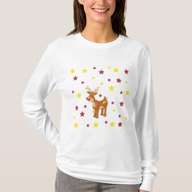 Camiseta Rudolph, as estrelas de Natal ruidosas (Frente)