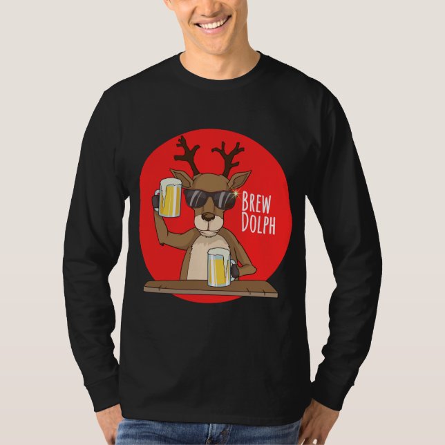 Camiseta Rudolph Brewdolph Reindeer Funny Beer Christmas Cr (Frente)