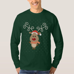 Camiseta Rudolph giro o desenho das renas vermelhas