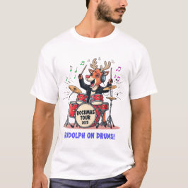 Camiseta Rudolph na Bateria! Turnê Rockmas Renas Baterista
