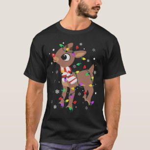 Camiseta Rudolph O Nariz Vermelho Rena Para Crianças E Nata