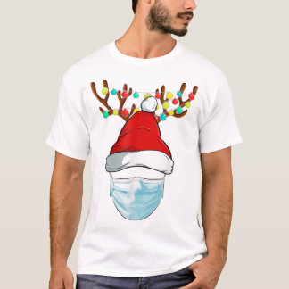 Camiseta Rudolph Reindeer Veste o Rosto Mascarado Christma