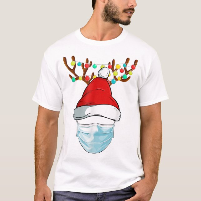 Camiseta Rudolph Reindeer Veste o Rosto Mascarado Christma (Frente)