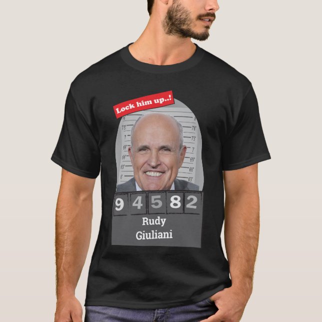 Camiseta Rudy Giuliani Ssatírica Mugshot Feche-O (Frente)